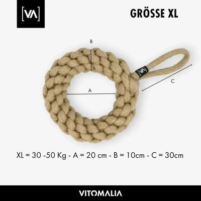 Thumbnail 5: Vitomalia Geflochtener Zerr-Ring für Hunde: 100% Naturhanf, handgeknotet - Eco Tug L