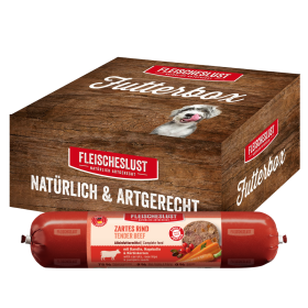 Fleischeslust Futterbox Zartes Rind (8x400g) Hundewurst