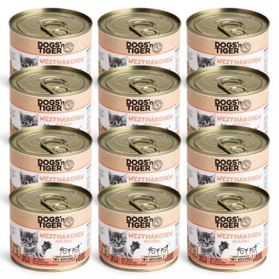 Thumbnail 5: Dogs'n Tiger Junior, Kitten Premium Katzenfutter, Nassfutter, Getreidefrei, Nesthäkchen, Geflügel, Algenkalk & Löwenzahn, 12x 200g