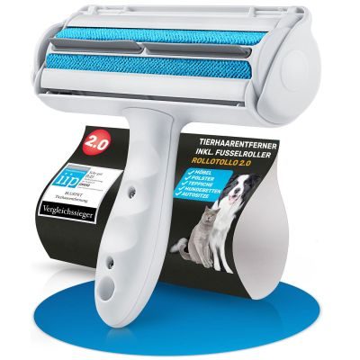 BluePet Tierhaarentferner inkl Mini Fusselrolle - Wiederverwendbare Fusselbürste: Tierhaare, Katzenhaare, Hundehaare auf Polster entfernen - Wiederverwendbar