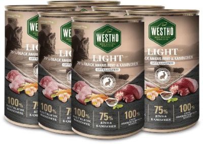 Thumbnail 1: WESTHO petfood Light mit 75 % Black Angus Rind & Kaninchen 6x400g