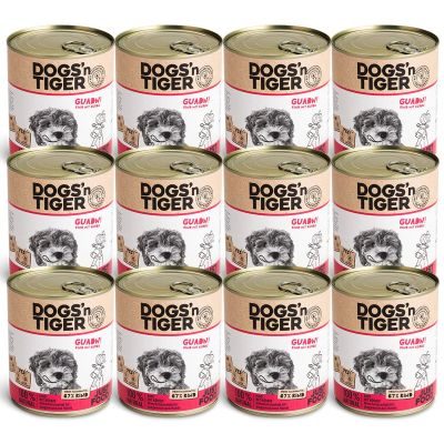 Dogs'n Tiger Adult Premium Hundefutter, Nassfutter, Getreidefrei, Guadn, Rind & Kürbis, 12x 800g