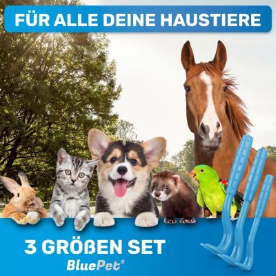 Thumbnail 4: BluePet 3er Set Zeckenhaken/ Zeckenhebel für Hunde, Katzen, Pferde & Mensch I Zeckenentferner I Alternative zu Zeckenpinzette, Zeckenzange, Zeckenschutzmittel