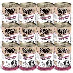 Dogs'n Tiger Junior, Hundefutter, Lammfromm, Hunde Nassfutter, Welpen Futter, Monoproteine, Lamm & Kürbis, 12x 400g