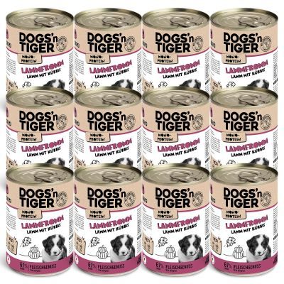 Thumbnail 2: Dogs'n Tiger Junior, Hundefutter, Lammfromm, Hunde Nassfutter, Welpen Futter, Monoproteine, Lamm & Kürbis, 12x 400g