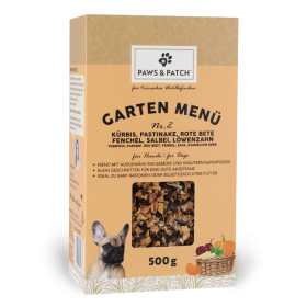 Paws & Patch GARTEN MENÜ Nr. 2 für Hunde 500g - Kürbis, Pastinake, Rote Bete, Fenchel, Salbei, Löwenzahn