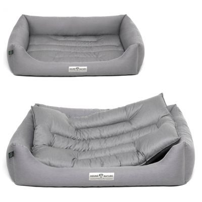 HOUND&NATURE SET: Hundebett BERN L hellgrau + wasserfestem hellgrauen Baumwoll-Matratzenüberzug