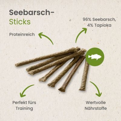 Thumbnail 5: kauartikel.com Seebarsch-Sticks - Hunde-Kauartikel - Hunde-Snack - Kausnack - Fisch-Leckerli