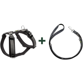 HUNTER MALDON UP Set Geschirr & Leine | M , 25 | schwarz/grau