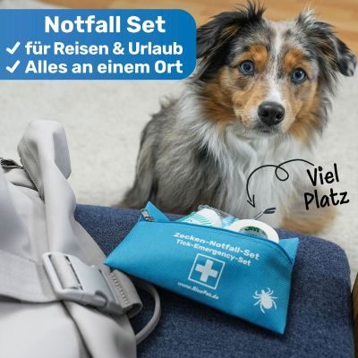 Thumbnail 5: BluePet 10 teiliges Set Zeckenentferner in Tasche I Zeckenzange, Zeckenhebel, Zeckenpinzette, Zeckenkarte für Hund, Katze, Pferd & Mensch I Zeckenentfernung