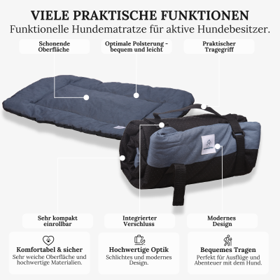 Thumbnail 7: Wanderpfote Hundedecke für Unterwegs, 90 x 60cm – Waschbar, Orthopädisch, Wasserdicht – Hochwertiges Design – Hundedecke Outdoor, Hundematte Auto (Blau, Größe L)