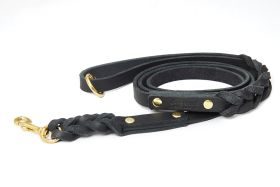 ammi® for Dogs Fettlederleine mit Handschlaufe geflochten 145 cm / 15 mm / Schwarz