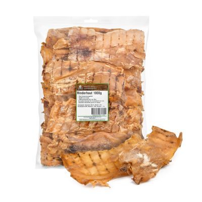 Kaureks Natur Hundeleckerlies Rinderhaut 1000g ca. 25cm - Hunde-Kauartikel - Snack - Kausnack - Leckerli