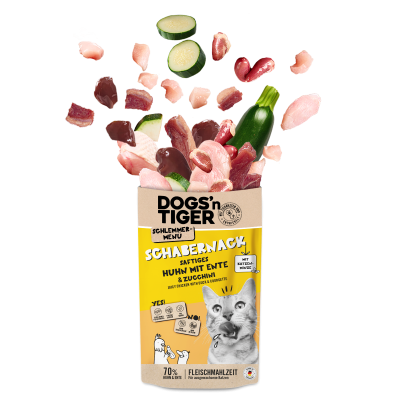 Thumbnail 4: Dogs'n Tiger Adult Katzenfutter, Schabernack, Nassfutter, Getreidefrei, Huhn, Ente & Zucchini, 24x 125g