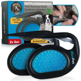 BluePet Knotenmesser / Entfilzungsmesser / Knotenentferner bei festen Knoten & verfilztes Fell entfernen für Hunde & Katzen, Pflegemesser mit scharfer Klinge