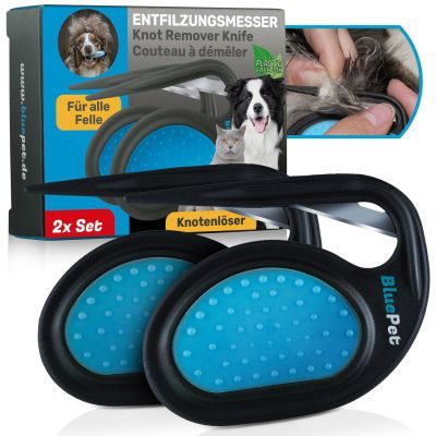 Thumbnail 1: BluePet Knotenmesser / Entfilzungsmesser / Knotenentferner bei festen Knoten & verfilztes Fell entfernen für Hunde & Katzen, Pflegemesser mit scharfer Klinge