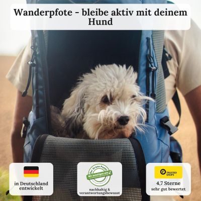 Thumbnail 3: Wanderpfote Hunderucksack bis 8kg - Modell Trekking Light, Größe S, Blau - Hochwertige Hundetragetasche für kleine Hunde - Hunderucksack oder Katzenrucksack