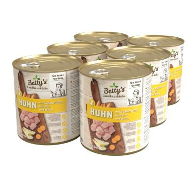 Thumbnail 2: Betty's Landhausküche Nassfutter für Hunde Huhn mit Süßkartoffel 6x 800g
