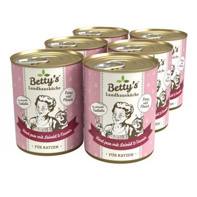 Thumbnail 2: Betty's Landhausküche Nassfutter für Katzen Rind pur mit Leinöl 12x 400g