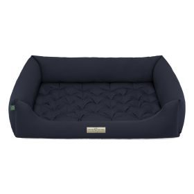 HOUND&NATURE SET: Hundebett ZERMATT L dunkelblau + wasserfestem Baumwoll-Matratzenüberzug