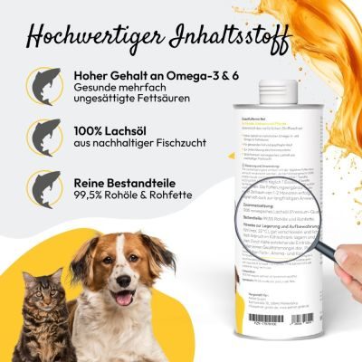 Thumbnail 3: PHA PetVet - PHA Lachsöl für Hunde, Katzen und Pferde - Nahrungsergänzung - Futterergänzung