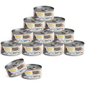 Dogs'n Tiger Adult, Premium Katzenfutter, Glück, Nassfutter, Getreidefrei, Huhn & Lachs, 12x 70g