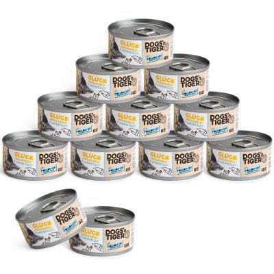 Thumbnail 1: Dogs'n Tiger Adult, Premium Katzenfutter, Glück, Nassfutter, Getreidefrei, Huhn & Lachs, 12x 70g
