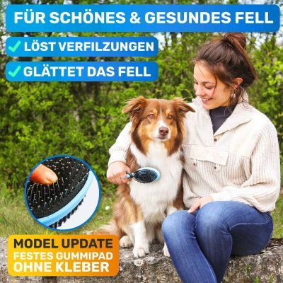 Thumbnail 4: BluePet 'DoppelDecker' Doppelbürste für Hunde und Katzen (doppelseitig nutzbar), beidseitig sanfte Fellpflege - zweiseitige Nutzung, 2in1