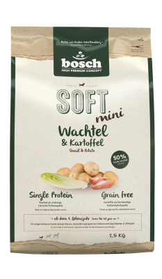 Bild 1 von 1: bosch Tiernahrung HPC SOFT Mini Wachtel & Kartoffel – Trockenfutter – 2,5kg
