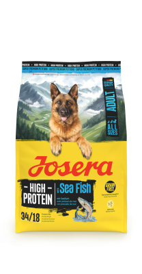 Josera Adult High Protein Sea Fish, proteinfreies Trockenfutter für aktive, ausgewachsene Hunde, 3x3kg