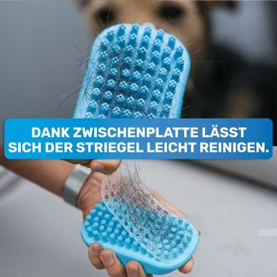 Thumbnail 7: BluePet Gummistriegel & Badebürste für Kurzhaar Hunde & Katzen mit Massageeffekt: Entfernt loses Deckhaar & Schmutz - Badestriegel Hundeshampoo einmassieren