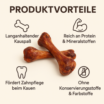 Thumbnail 2: 123… Hund dabei! Luftgetrocknete Schinkenknochen für Hunde - 4 Stück - Natürlicher Kausnack, Langanhaltende Beschäftigung, Reich an Protein & Mineralstoffen