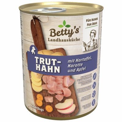 Betty's Landhausküche Nassfutter für Hunde Truthahn mit Kartoffel 6x 400g