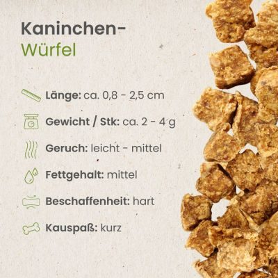 Thumbnail 4: kauartikel.com Kaninchen-Würfel - Hunde-Kauartikel - Hunde-Snack - Hypoallergen-Kausnack - Hasen-Leckerli