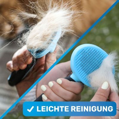 Thumbnail 5: BluePet Selbstreinigende Zupfbürste, Hundebürste & Katzenbürste für Langhaar, ZupfZeug mit Reinigungsknopf für die tägliche Anwendung im Fellwechsel