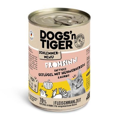 Thumbnail 3: Dogs'n Tiger Adult, Katzenfutter, Frohsinn, Katzen Nassfutter, Getreidefrei, Geflügel & Kürbis, 12x 400g