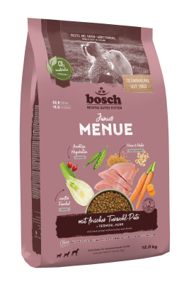 Thumbnail 1: bosch Tiernahrung HPC MENUE Junior Tierwohl-Pute – Hundefutter – 12kg