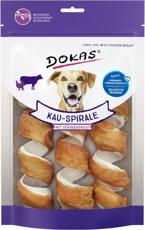 Dokas Kauspirale Huhn & Rind Kausnack für Hunde 8x 3 Stk. Multipack