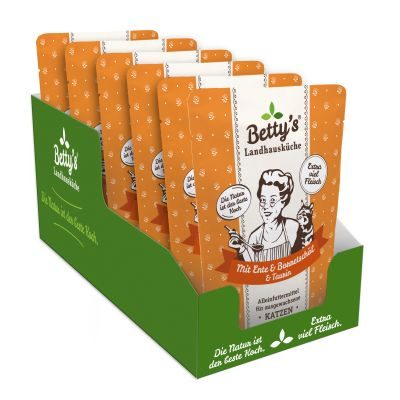 Thumbnail 2: Betty's Landhausküche Katzennassfutter MIT Ente und Borretschöl 12x 250g im Frischebeutel