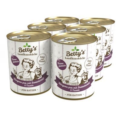 Thumbnail 2: Betty's Landhausküche Katzennassfutter Känguru PUR mit Borretschöl 12x 400g