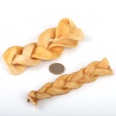 Thumbnail 1: BluePet Büffelhautzopf (Naturprodukt, ungebleicht). Form und Farben können leicht abweichen. Losestückware wird ausschließlich als 10er Set verkauft