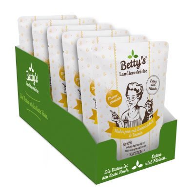 Thumbnail 2: Betty's Landhausküche Katzennassfutter Huhn pur mit Borretschöl & Taurin 12x 250g im Frischebeutel