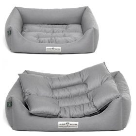 HOUND&NATURE SET: Hundebett BERN M hellgrau + wasserfestem kuscheligen Fleece-Matratzenüberzug