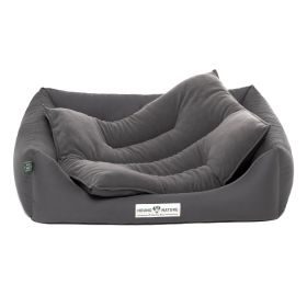 HOUND&NATURE SET: Hundebett LUZERN M dunkelgrau + wasserfestem Baumwoll -Matratzenüberzug