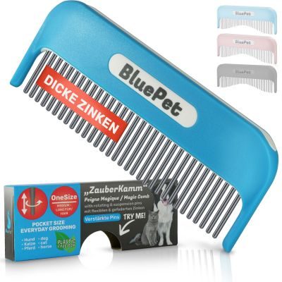 Thumbnail 3: BluePet "Zauberkamm" Entfilzungskamm mit rotierenden & nachgebenden Zinken: Entfernt Knoten & entwirrt Fell an empfindlichen Stellen, Langhaar Hunde & Katzen