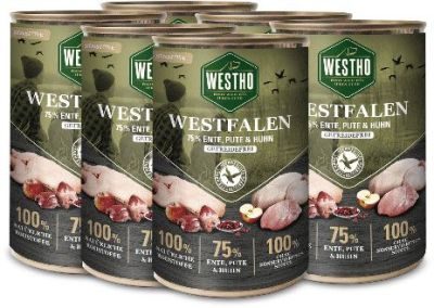 Thumbnail 1: WESTHO petfood Westfalen mit 75 % Ente, Pute & Huhn 6x400g