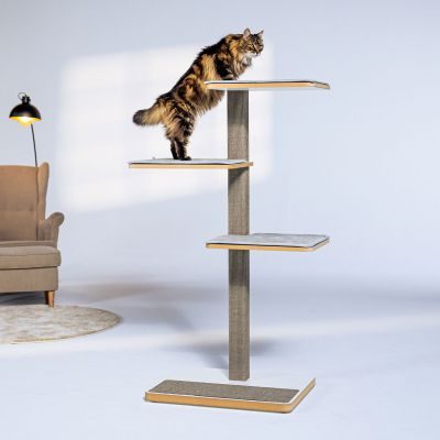 Thumbnail 2: stylecats® Kratzbaum Clu 3 Liegeflächen hellgrau mit Kratzfläche Cozy hellgrau, 145 cm