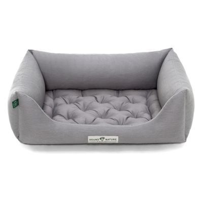 HOUND&NATURE Hundebett ZERMATT M hellgrau + wasserfestem Fleece-Matratzenüberzug