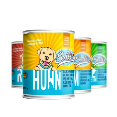 Sollis Hundenassfutter Sparpaket - Huhn, Lamm, Rind & Wildschwein 24x800g