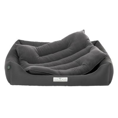 HOUND&NATURE SET: Hundebett LUZERN L dunkelgrau+ wasserfestem kuscheligen Fleece-Matratzenüberzug